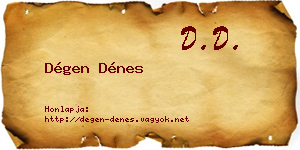 Dégen Dénes névjegykártya